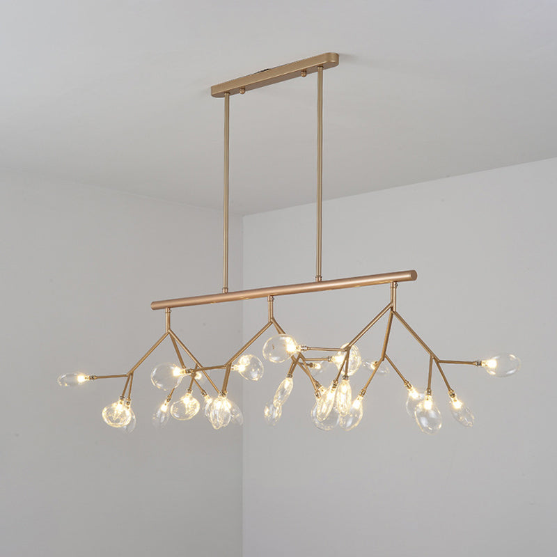 Postmodern Bubble Chandelier Lamp Clear Glass 27 Heads Dining Room Hanging Light Kit in Black/Gold Clearhalo 'Ceiling Lights' 'Chandeliers' 'Glass shade' 'Glass' 'Island Lights' 'Pendant Lights' Lighting' 288830