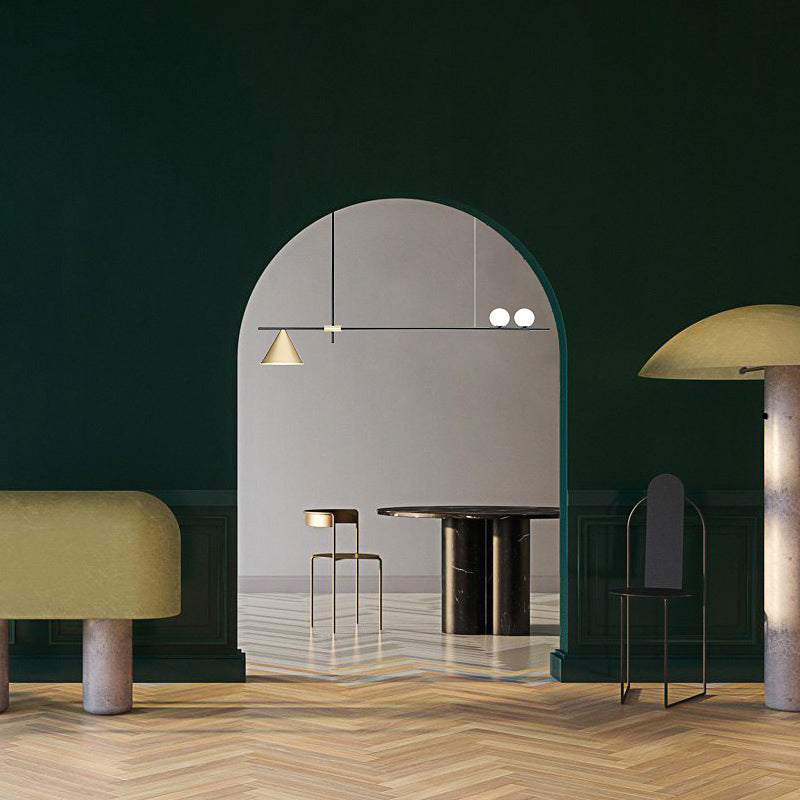 Metal Cone Island Light Contemporary 3 Heads Dining Room Hanging Ceiling Light in Gold/Black Clearhalo 'Ceiling Lights' 'Glass shade' 'Glass' 'Island Lights' 'Pendant Lights' Lighting' 288862