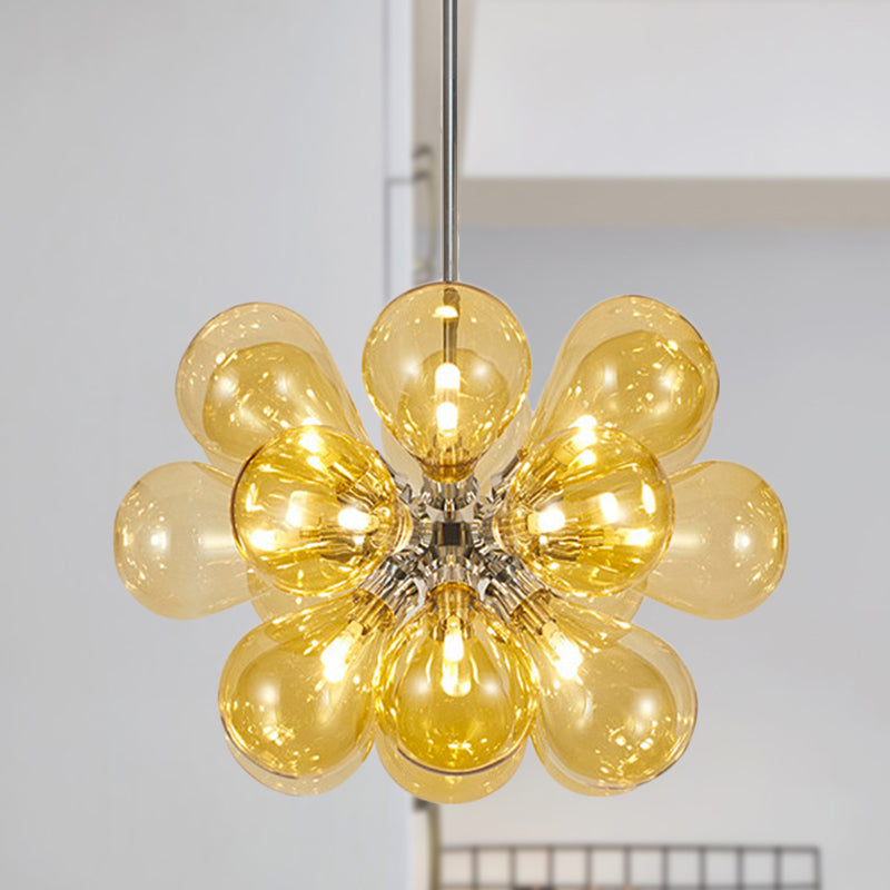 Cognac Glass Bubble Hanging Ceiling Light Modernism 18 Heads Chandelier Light Fixture Clearhalo 'Ceiling Lights' 'Chandeliers' 'Glass shade' 'Glass' 'Island Lights' 'Modern Chandeliers' 'Modern' Lighting' 288933