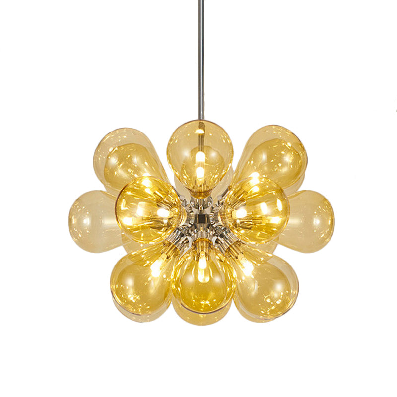 Cognac Glass Bubble Hanging Ceiling Light Modernism 18 Heads Chandelier Light Fixture Clearhalo 'Ceiling Lights' 'Chandeliers' 'Glass shade' 'Glass' 'Island Lights' 'Modern Chandeliers' 'Modern' Lighting' 288935