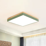 Square Flush Mount Modernism Metal 12"/16"/19.5" Wide LED Green Close to Ceiling Lamp with Acrylic Diffuser Green Clearhalo 'Ceiling Lights' 'Close To Ceiling Lights' 'Close to ceiling' 'Flush mount' Lighting' 288937