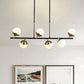 Linear Metal Island Ceiling Light Postmodern 6 Lights Black Hanging Lamp Kit with Opal Glass Shade Clearhalo 'Ceiling Lights' 'Glass shade' 'Glass' 'Island Lights' 'Pendant Lights' Lighting' 288953