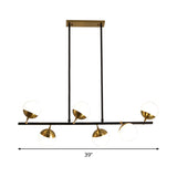 Linear Metal Island Ceiling Light Postmodern 6 Lights Black Hanging Lamp Kit with Opal Glass Shade Clearhalo 'Ceiling Lights' 'Glass shade' 'Glass' 'Island Lights' 'Pendant Lights' Lighting' 288956
