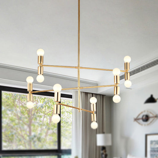 3 Tiers Hanging Chandelier Modern Metal 12 Lights Gold Hanging Lamp Kit for Bedroom Clearhalo 'Ceiling Lights' 'Chandeliers' 'Modern Chandeliers' 'Modern' Lighting' 289103