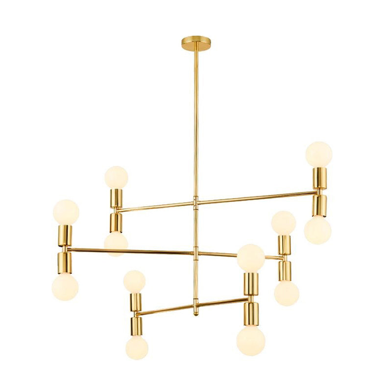 3 Tiers Hanging Chandelier Modern Metal 12 Lights Gold Hanging Lamp Kit for Bedroom Clearhalo 'Ceiling Lights' 'Chandeliers' 'Modern Chandeliers' 'Modern' Lighting' 289105