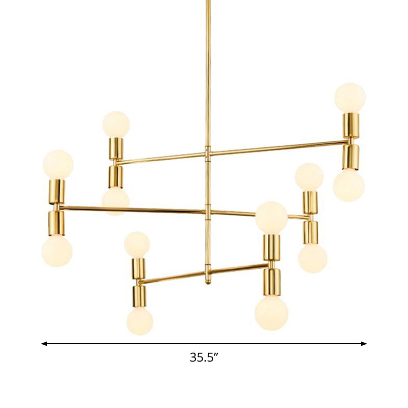3 Tiers Hanging Chandelier Modern Metal 12 Lights Gold Hanging Lamp Kit for Bedroom Clearhalo 'Ceiling Lights' 'Chandeliers' 'Modern Chandeliers' 'Modern' Lighting' 289106