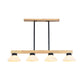 Nordic Linear Wood Hanging Light 4 Heads Island Ceiling Light in Gold/Black Finish with Cone Opal Glass Shade Clearhalo 'Ceiling Lights' 'Island Lights' Lighting' 289143