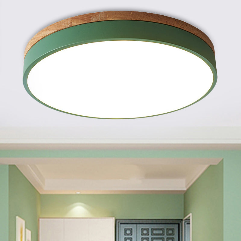 Circular Flush Mount Modern Metal 12"/16"/19.5" Wide LED Green Close to Ceiling Lighting with Acrylic Diffuser Clearhalo 'Ceiling Lights' 'Close To Ceiling Lights' 'Close to ceiling' 'Flush mount' Lighting' 289167