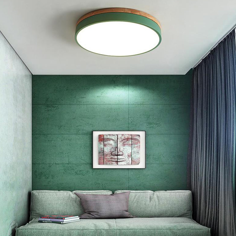 Circular Flush Mount Modern Metal 12"/16"/19.5" Wide LED Green Close to Ceiling Lighting with Acrylic Diffuser Clearhalo 'Ceiling Lights' 'Close To Ceiling Lights' 'Close to ceiling' 'Flush mount' Lighting' 289168