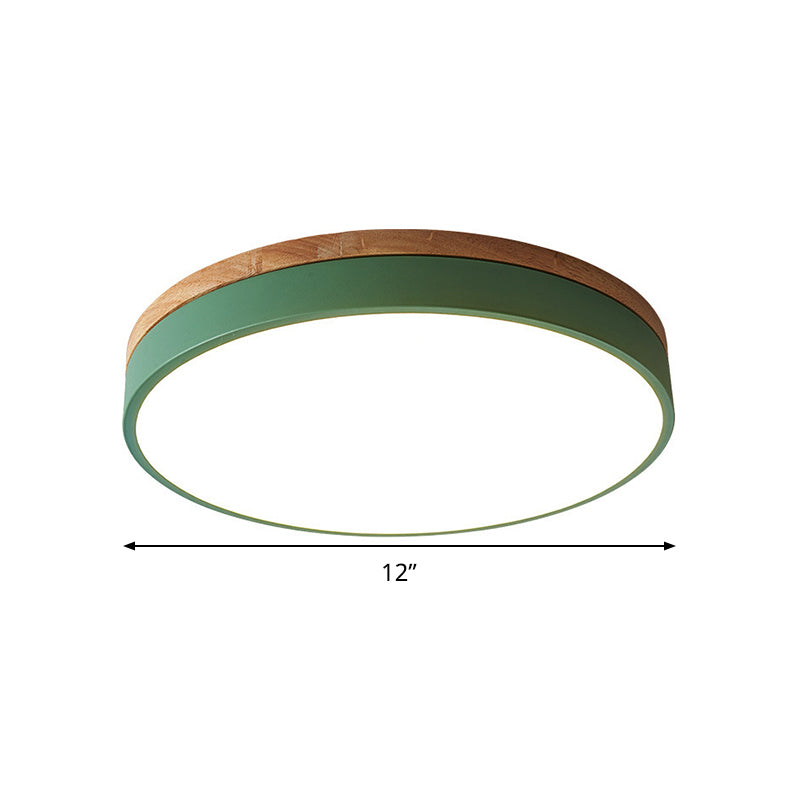 Circular Flush Mount Modern Metal 12"/16"/19.5" Wide LED Green Close to Ceiling Lighting with Acrylic Diffuser Clearhalo 'Ceiling Lights' 'Close To Ceiling Lights' 'Close to ceiling' 'Flush mount' Lighting' 289170