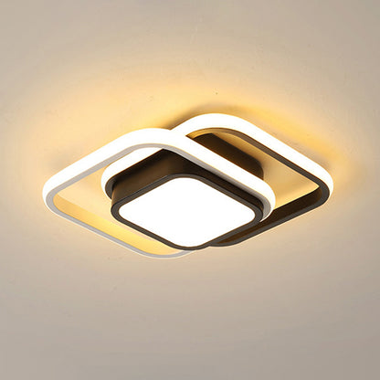 Black Round/Square Ceiling Light Fixture Contemporary Metal LED Flush Light in Warm/White/3 Color Light Black Square Plate Clearhalo 'Ceiling Lights' 'Close To Ceiling Lights' 'Close to ceiling' 'Flush mount' Lighting' 289394