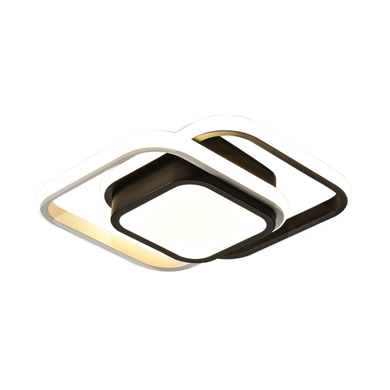 Black Round/Square Ceiling Light Fixture Contemporary Metal LED Flush Light in Warm/White/3 Color Light Clearhalo 'Ceiling Lights' 'Close To Ceiling Lights' 'Close to ceiling' 'Flush mount' Lighting' 289397