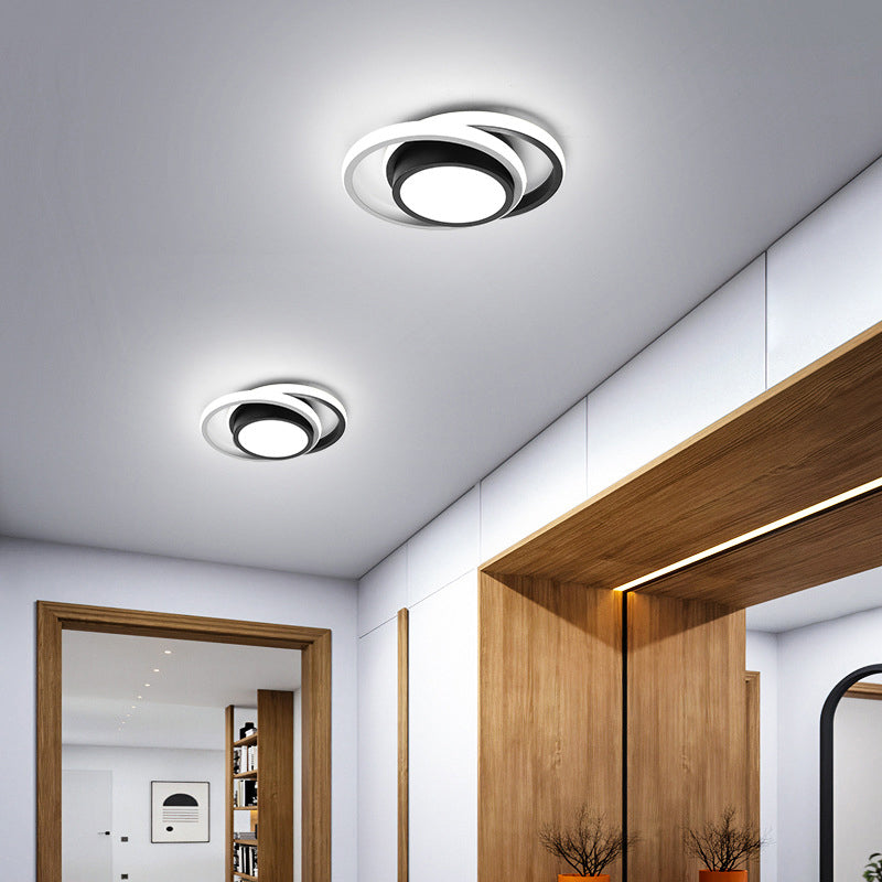 Black Round/Square Ceiling Light Fixture Contemporary Metal LED Flush Light in Warm/White/3 Color Light Black White Round Clearhalo 'Ceiling Lights' 'Close To Ceiling Lights' 'Close to ceiling' 'Flush mount' Lighting' 289401