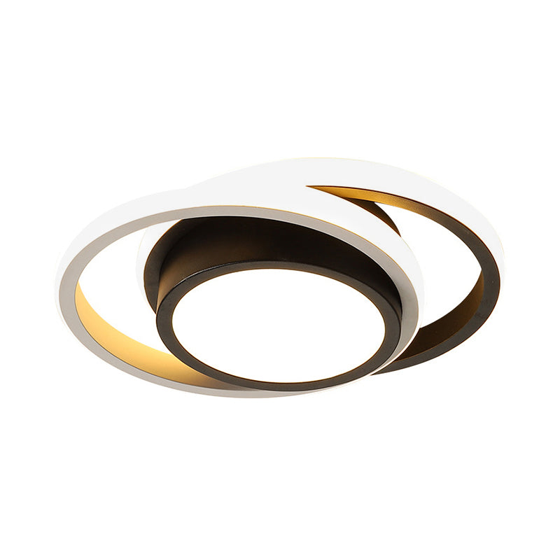 Black Round/Square Ceiling Light Fixture Contemporary Metal LED Flush Light in Warm/White/3 Color Light Clearhalo 'Ceiling Lights' 'Close To Ceiling Lights' 'Close to ceiling' 'Flush mount' Lighting' 289402