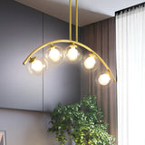 Metal Arc Design Chandelier Lighting Modernist Style 5/7/9 Lights Ceiling Pendant Light with Clear/White Glass Ball Shade Clearhalo 'Ceiling Lights' 'Chandeliers' 'Clear' 'Glass shade' 'Glass' 'Industrial' 'Modern Chandeliers' 'Modern' 'Tiffany' 'Traditional Chandeliers' Lighting' 289487