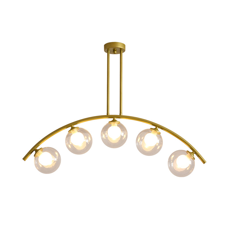 Metal Arc Design Chandelier Lighting Modernist Style 5/7/9 Lights Ceiling Pendant Light with Clear/White Glass Ball Shade Clearhalo 'Ceiling Lights' 'Chandeliers' 'Clear' 'Glass shade' 'Glass' 'Industrial' 'Modern Chandeliers' 'Modern' 'Tiffany' 'Traditional Chandeliers' Lighting' 289490