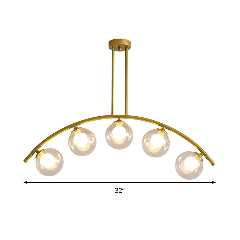 Metal Arc Design Chandelier Lighting Modernist Style 5/7/9 Lights Ceiling Pendant Light with Clear/White Glass Ball Shade Clearhalo 'Ceiling Lights' 'Chandeliers' 'Clear' 'Glass shade' 'Glass' 'Industrial' 'Modern Chandeliers' 'Modern' 'Tiffany' 'Traditional Chandeliers' Lighting' 289491