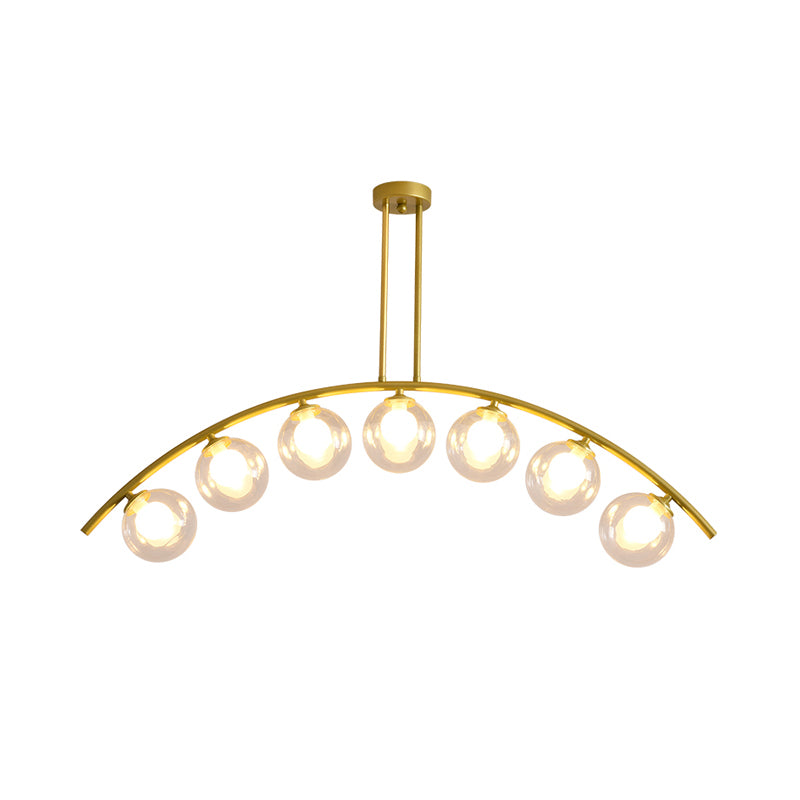 Metal Arc Design Chandelier Lighting Modernist Style 5/7/9 Lights Ceiling Pendant Light with Clear/White Glass Ball Shade Clearhalo 'Ceiling Lights' 'Chandeliers' 'Clear' 'Glass shade' 'Glass' 'Industrial' 'Modern Chandeliers' 'Modern' 'Tiffany' 'Traditional Chandeliers' Lighting' 289496