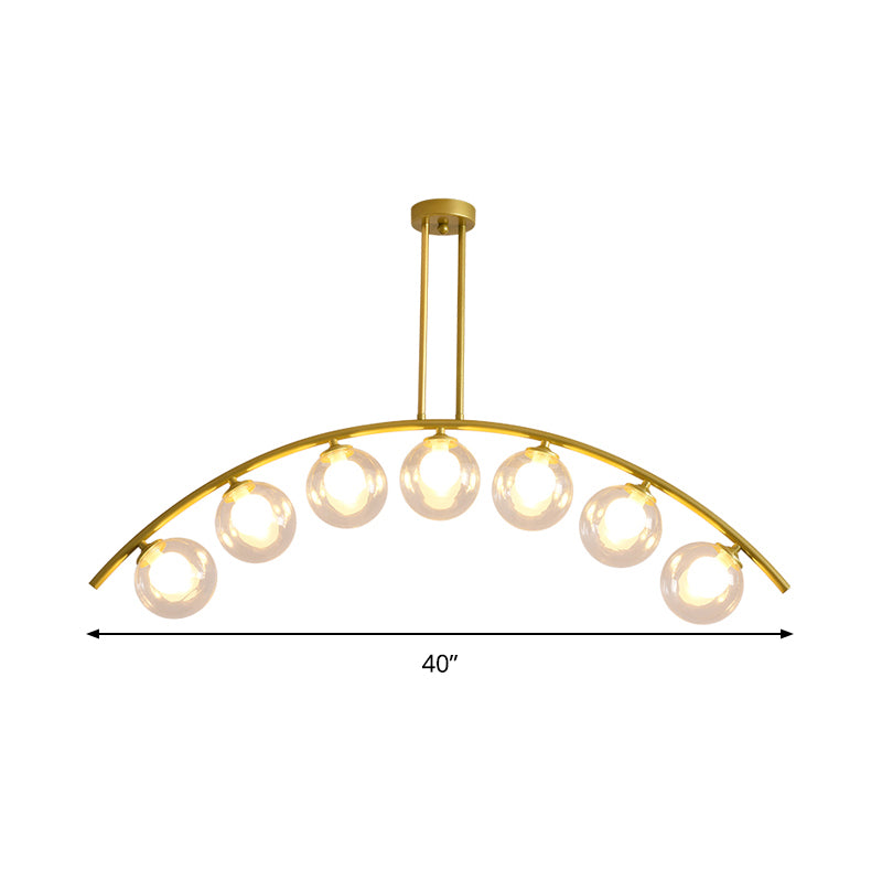 Metal Arc Design Chandelier Lighting Modernist Style 5/7/9 Lights Ceiling Pendant Light with Clear/White Glass Ball Shade Clearhalo 'Ceiling Lights' 'Chandeliers' 'Clear' 'Glass shade' 'Glass' 'Industrial' 'Modern Chandeliers' 'Modern' 'Tiffany' 'Traditional Chandeliers' Lighting' 289497