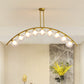 Metal Arc Design Chandelier Lighting Modernist Style 5/7/9 Lights Ceiling Pendant Light with Clear/White Glass Ball Shade 9 Clear Clearhalo 'Ceiling Lights' 'Chandeliers' 'Clear' 'Glass shade' 'Glass' 'Industrial' 'Modern Chandeliers' 'Modern' 'Tiffany' 'Traditional Chandeliers' Lighting' 289498