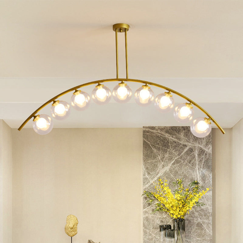 Metal Arc Design Chandelier Lighting Modernist Style 5/7/9 Lights Ceiling Pendant Light with Clear/White Glass Ball Shade 9 Clear Clearhalo 'Ceiling Lights' 'Chandeliers' 'Clear' 'Glass shade' 'Glass' 'Industrial' 'Modern Chandeliers' 'Modern' 'Tiffany' 'Traditional Chandeliers' Lighting' 289498