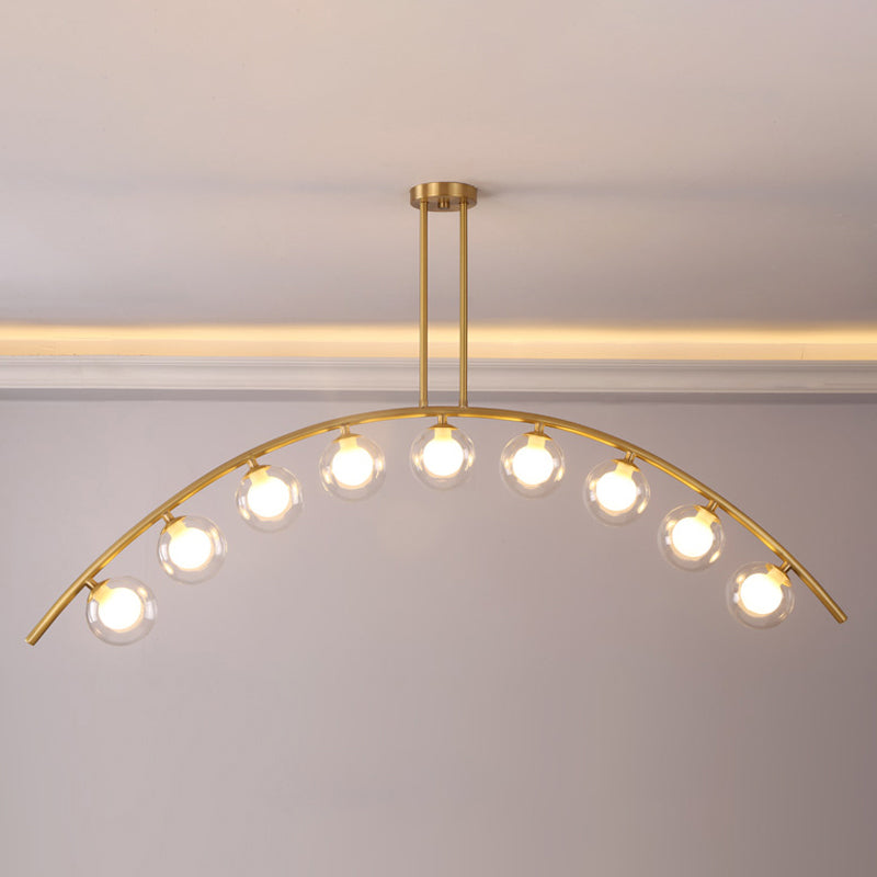 Metal Arc Design Chandelier Lighting Modernist Style 5/7/9 Lights Ceiling Pendant Light with Clear/White Glass Ball Shade Clearhalo 'Ceiling Lights' 'Chandeliers' 'Clear' 'Glass shade' 'Glass' 'Industrial' 'Modern Chandeliers' 'Modern' 'Tiffany' 'Traditional Chandeliers' Lighting' 289499
