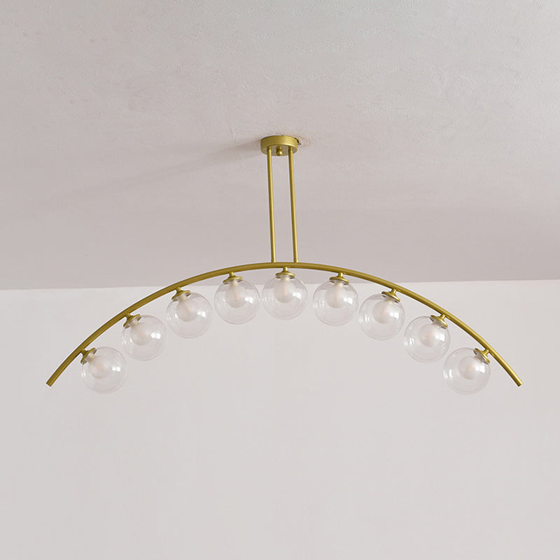 Metal Arc Design Chandelier Lighting Modernist Style 5/7/9 Lights Ceiling Pendant Light with Clear/White Glass Ball Shade Clearhalo 'Ceiling Lights' 'Chandeliers' 'Clear' 'Glass shade' 'Glass' 'Industrial' 'Modern Chandeliers' 'Modern' 'Tiffany' 'Traditional Chandeliers' Lighting' 289500