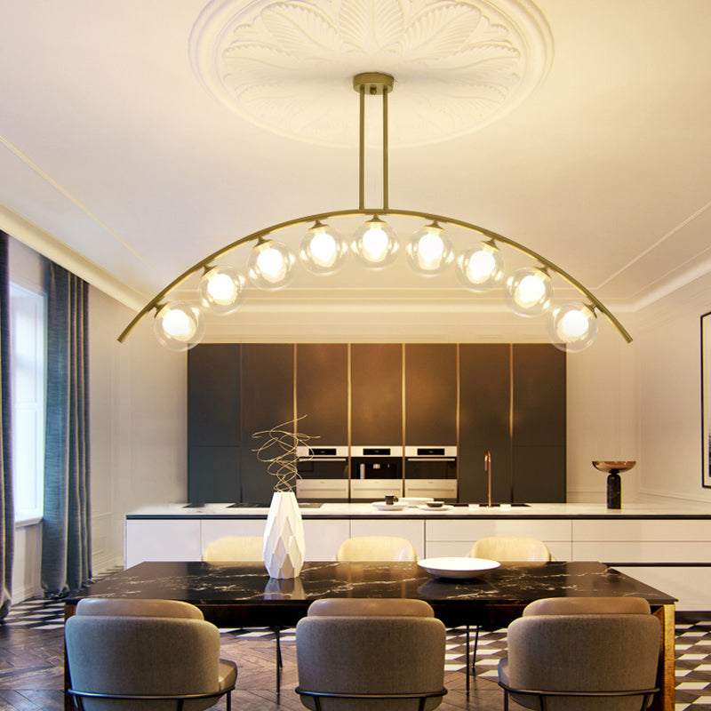 Metal Arc Design Chandelier Lighting Modernist Style 5/7/9 Lights Ceiling Pendant Light with Clear/White Glass Ball Shade Clearhalo 'Ceiling Lights' 'Chandeliers' 'Clear' 'Glass shade' 'Glass' 'Industrial' 'Modern Chandeliers' 'Modern' 'Tiffany' 'Traditional Chandeliers' Lighting' 289501