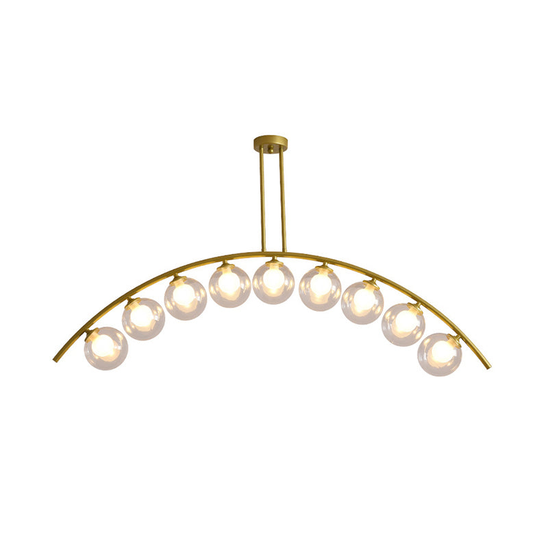 Metal Arc Design Chandelier Lighting Modernist Style 5/7/9 Lights Ceiling Pendant Light with Clear/White Glass Ball Shade Clearhalo 'Ceiling Lights' 'Chandeliers' 'Clear' 'Glass shade' 'Glass' 'Industrial' 'Modern Chandeliers' 'Modern' 'Tiffany' 'Traditional Chandeliers' Lighting' 289502
