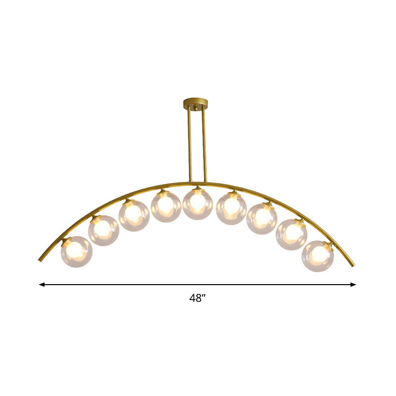 Metal Arc Design Chandelier Lighting Modernist Style 5/7/9 Lights Ceiling Pendant Light with Clear/White Glass Ball Shade Clearhalo 'Ceiling Lights' 'Chandeliers' 'Clear' 'Glass shade' 'Glass' 'Industrial' 'Modern Chandeliers' 'Modern' 'Tiffany' 'Traditional Chandeliers' Lighting' 289503