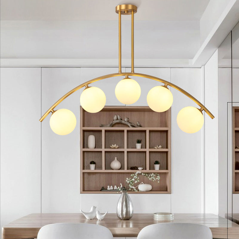 Metal Arc Design Chandelier Lighting Modernist Style 5/7/9 Lights Ceiling Pendant Light with Clear/White Glass Ball Shade Clearhalo 'Ceiling Lights' 'Chandeliers' 'Clear' 'Glass shade' 'Glass' 'Industrial' 'Modern Chandeliers' 'Modern' 'Tiffany' 'Traditional Chandeliers' Lighting' 289506