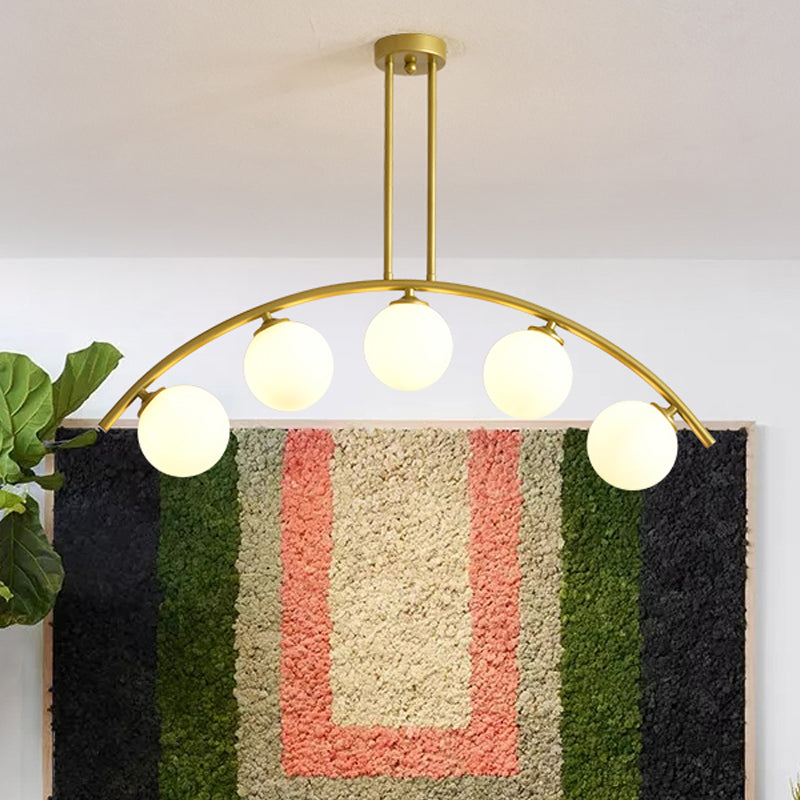 Metal Arc Design Chandelier Lighting Modernist Style 5/7/9 Lights Ceiling Pendant Light with Clear/White Glass Ball Shade Clearhalo 'Ceiling Lights' 'Chandeliers' 'Clear' 'Glass shade' 'Glass' 'Industrial' 'Modern Chandeliers' 'Modern' 'Tiffany' 'Traditional Chandeliers' Lighting' 289507