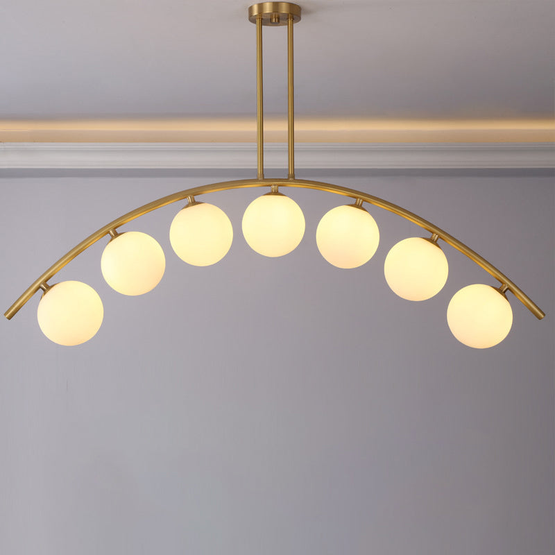 Metal Arc Design Chandelier Lighting Modernist Style 5/7/9 Lights Ceiling Pendant Light with Clear/White Glass Ball Shade Clearhalo 'Ceiling Lights' 'Chandeliers' 'Clear' 'Glass shade' 'Glass' 'Industrial' 'Modern Chandeliers' 'Modern' 'Tiffany' 'Traditional Chandeliers' Lighting' 289513