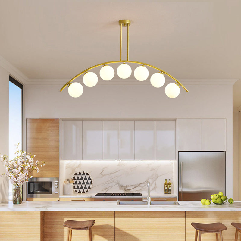 Metal Arc Design Chandelier Lighting Modernist Style 5/7/9 Lights Ceiling Pendant Light with Clear/White Glass Ball Shade Clearhalo 'Ceiling Lights' 'Chandeliers' 'Clear' 'Glass shade' 'Glass' 'Industrial' 'Modern Chandeliers' 'Modern' 'Tiffany' 'Traditional Chandeliers' Lighting' 289514