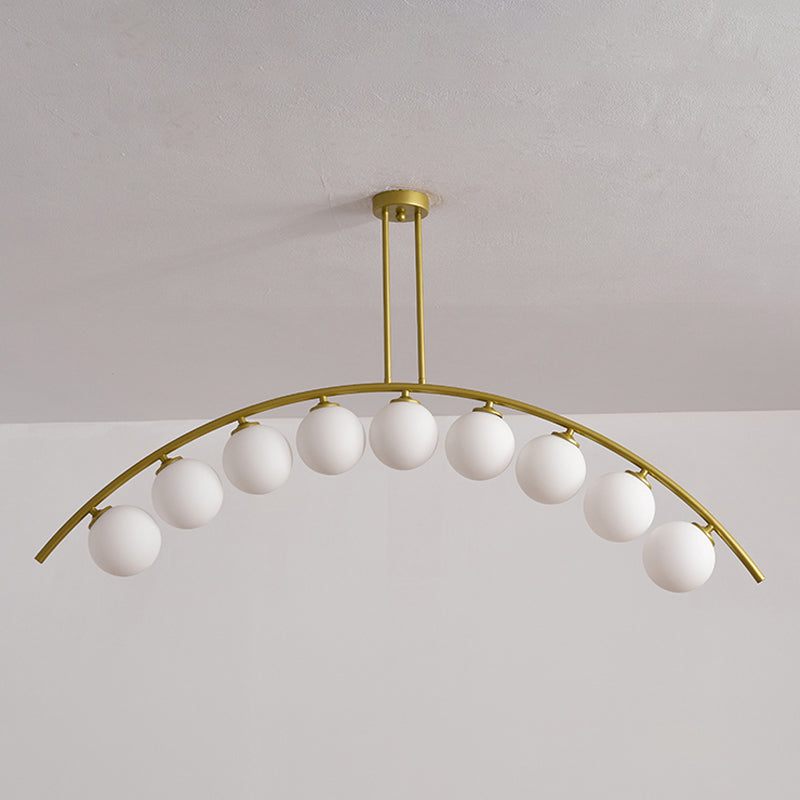 Metal Arc Design Chandelier Lighting Modernist Style 5/7/9 Lights Ceiling Pendant Light with Clear/White Glass Ball Shade Clearhalo 'Ceiling Lights' 'Chandeliers' 'Clear' 'Glass shade' 'Glass' 'Industrial' 'Modern Chandeliers' 'Modern' 'Tiffany' 'Traditional Chandeliers' Lighting' 289518