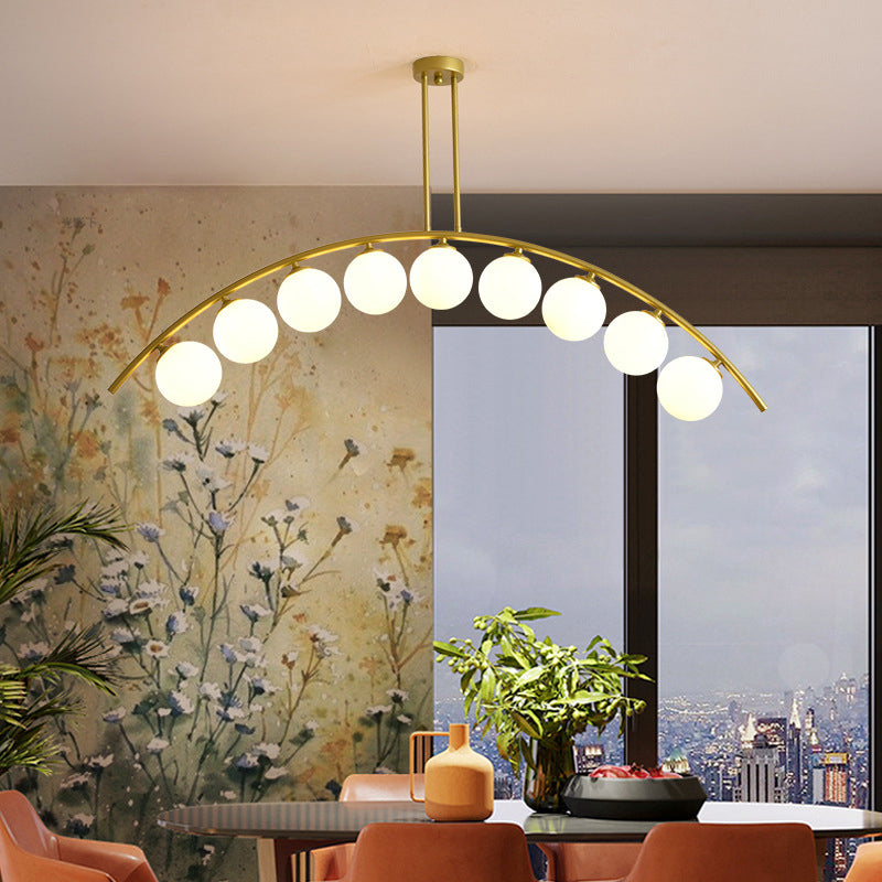Metal Arc Design Chandelier Lighting Modernist Style 5/7/9 Lights Ceiling Pendant Light with Clear/White Glass Ball Shade Clearhalo 'Ceiling Lights' 'Chandeliers' 'Clear' 'Glass shade' 'Glass' 'Industrial' 'Modern Chandeliers' 'Modern' 'Tiffany' 'Traditional Chandeliers' Lighting' 289520