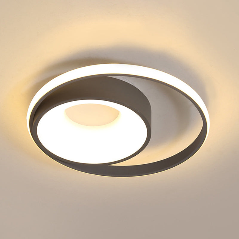 Circular Flush Light Fixture Modern Metal Gray LED Ceiling Light in Natural Light/Remote Control Stepless Dimming Grey Remote Control Stepless Dimming Clearhalo 'Ceiling Lights' 'Close To Ceiling Lights' 'Close to ceiling' 'Flush mount' Lighting' 289904