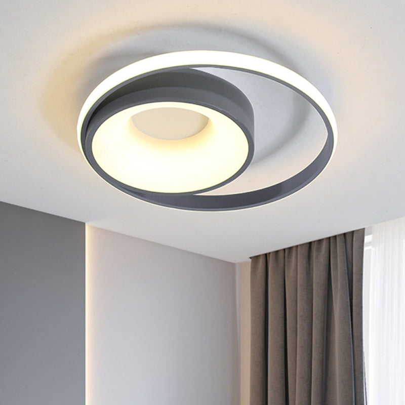 Circular Flush Light Fixture Modern Metal Gray LED Ceiling Light in Natural Light/Remote Control Stepless Dimming Grey Natural Clearhalo 'Ceiling Lights' 'Close To Ceiling Lights' 'Close to ceiling' 'Flush mount' Lighting' 289905