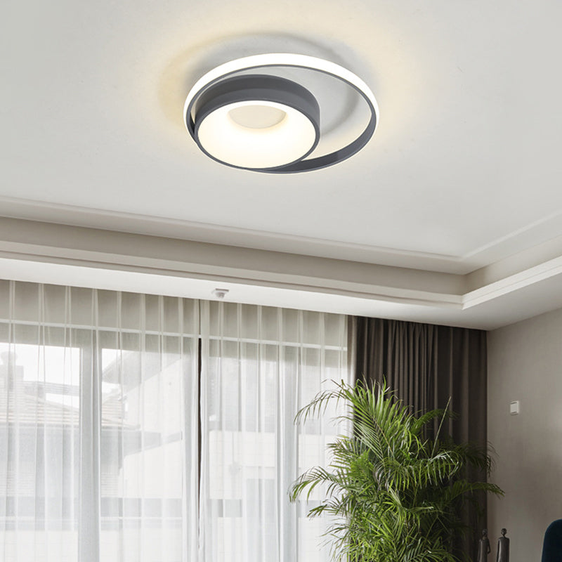 Circular Flush Light Fixture Modern Metal Gray LED Ceiling Light in Natural Light/Remote Control Stepless Dimming Clearhalo 'Ceiling Lights' 'Close To Ceiling Lights' 'Close to ceiling' 'Flush mount' Lighting' 289906