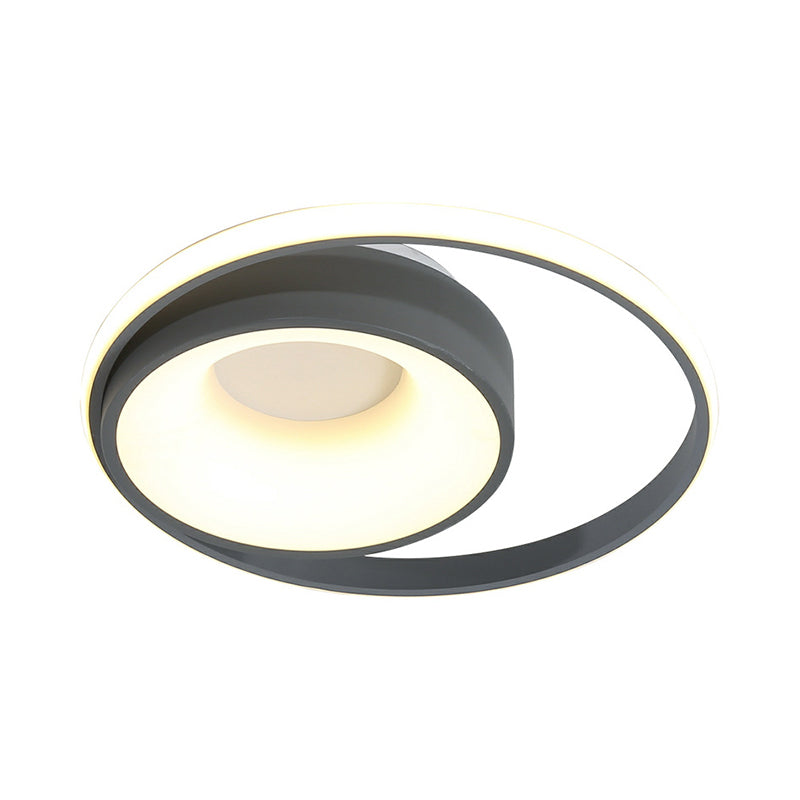 Circular Flush Light Fixture Modern Metal Gray LED Ceiling Light in Natural Light/Remote Control Stepless Dimming Clearhalo 'Ceiling Lights' 'Close To Ceiling Lights' 'Close to ceiling' 'Flush mount' Lighting' 289907