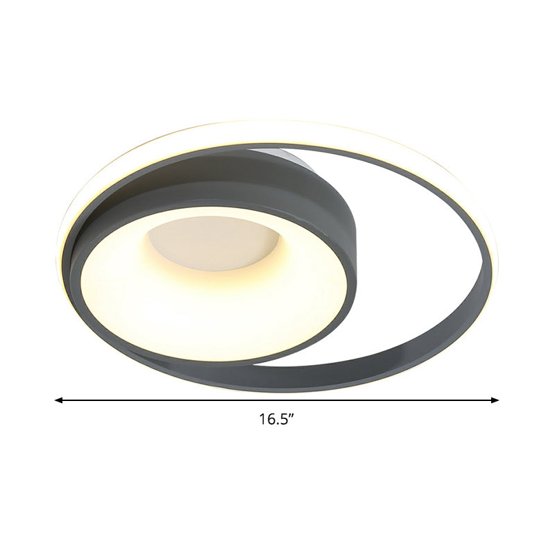 Circular Flush Light Fixture Modern Metal Gray LED Ceiling Light in Natural Light/Remote Control Stepless Dimming Clearhalo 'Ceiling Lights' 'Close To Ceiling Lights' 'Close to ceiling' 'Flush mount' Lighting' 289908