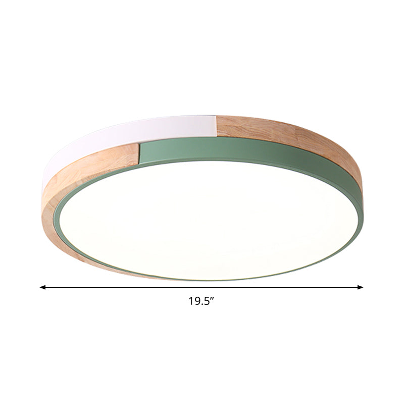 Metal Circle Flush Light Contemporary LED Pink/Yellow/Blue Ceiling Mounted Fixture with Acrylic Diffuser in Warm/White Light Clearhalo 'Ceiling Lights' 'Close To Ceiling Lights' 'Close to ceiling' 'Flush mount' Lighting' 290017