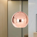 Modern 1 Head Hanging Light Copper Oval/Globe/Strip Pendant Ceiling Light with Mirror Glass Shade, 8"/16"/19.5" Wide Clearhalo 'Ceiling Lights' 'Modern Pendants' 'Modern' 'Pendant Lights' 'Pendants' Lighting' 290135