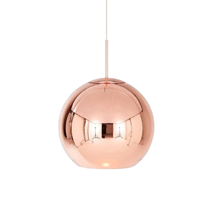 Modern 1 Head Hanging Light Copper Oval/Globe/Strip Pendant Ceiling Light with Mirror Glass Shade, 8"/16"/19.5" Wide Clearhalo 'Ceiling Lights' 'Modern Pendants' 'Modern' 'Pendant Lights' 'Pendants' Lighting' 290138