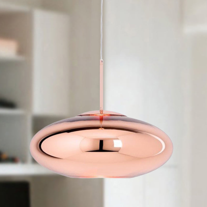 Modern 1 Head Hanging Light Copper Oval/Globe/Strip Pendant Ceiling Light with Mirror Glass Shade, 8"/16"/19.5" Wide Copper 19.5" Clearhalo 'Ceiling Lights' 'Modern Pendants' 'Modern' 'Pendant Lights' 'Pendants' Lighting' 290140