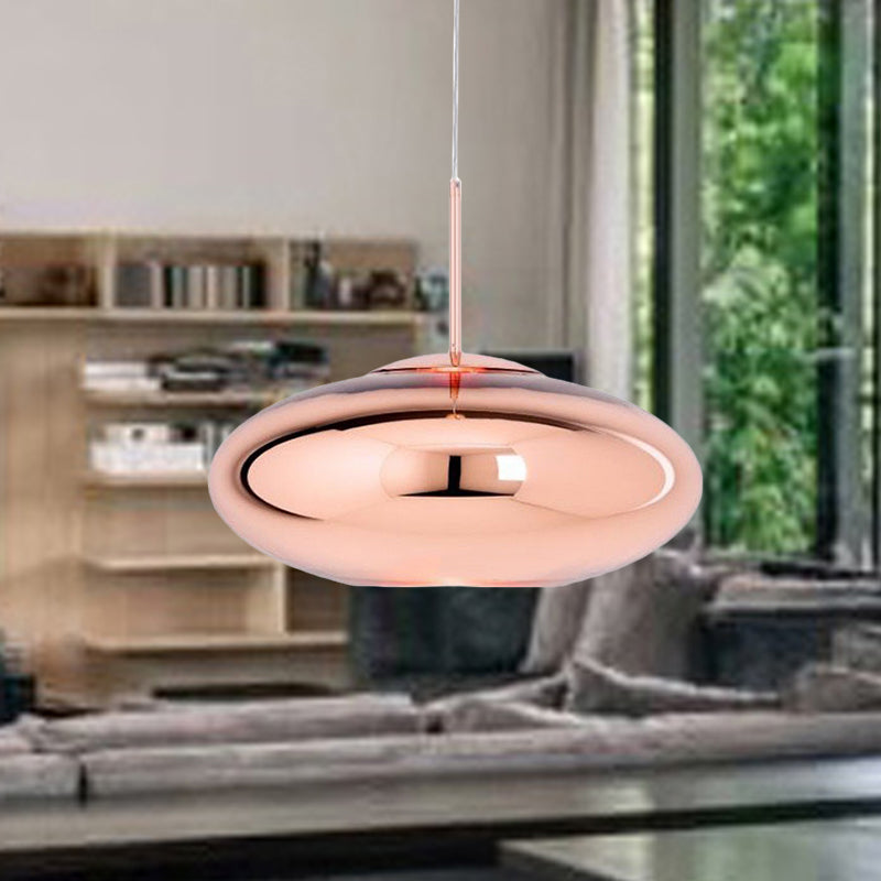 Modern 1 Head Hanging Light Copper Oval/Globe/Strip Pendant Ceiling Light with Mirror Glass Shade, 8"/16"/19.5" Wide Clearhalo 'Ceiling Lights' 'Modern Pendants' 'Modern' 'Pendant Lights' 'Pendants' Lighting' 290141