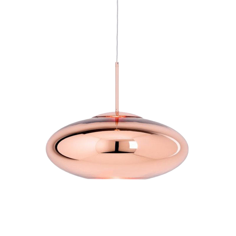 Modern 1 Head Hanging Light Copper Oval/Globe/Strip Pendant Ceiling Light with Mirror Glass Shade, 8"/16"/19.5" Wide Clearhalo 'Ceiling Lights' 'Modern Pendants' 'Modern' 'Pendant Lights' 'Pendants' Lighting' 290144