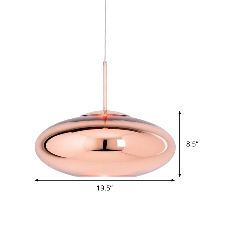 Modern 1 Head Hanging Light Copper Oval/Globe/Strip Pendant Ceiling Light with Mirror Glass Shade, 8"/16"/19.5" Wide Clearhalo 'Ceiling Lights' 'Modern Pendants' 'Modern' 'Pendant Lights' 'Pendants' Lighting' 290145