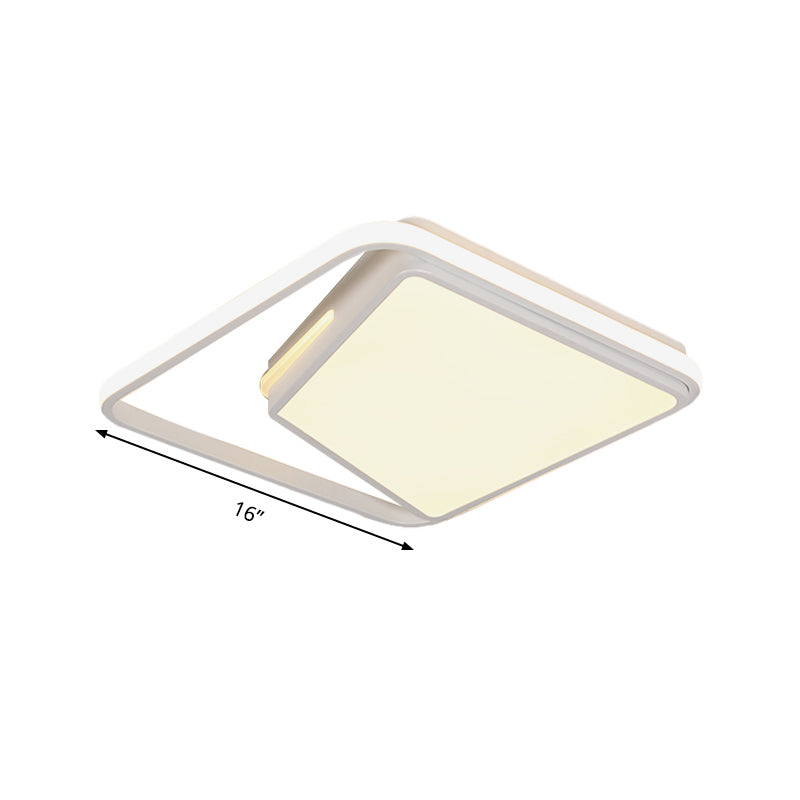 16"/19.5" Wide Metal Square Ceiling Mount Light Fixture Contemporary Black/White Flush Light in Warm/White/3 Color Light Clearhalo 'Ceiling Lights' 'Close To Ceiling Lights' 'Close to ceiling' 'Flush mount' Lighting' 290156