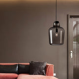 Black Glass Jar Pendant Lamp Contemporary 1 Head Hanging Ceiling Light for Dining Room Clearhalo 'Ceiling Lights' 'Glass shade' 'Glass' 'Modern Pendants' 'Modern' 'Pendant Lights' 'Pendants' Lighting' 290188